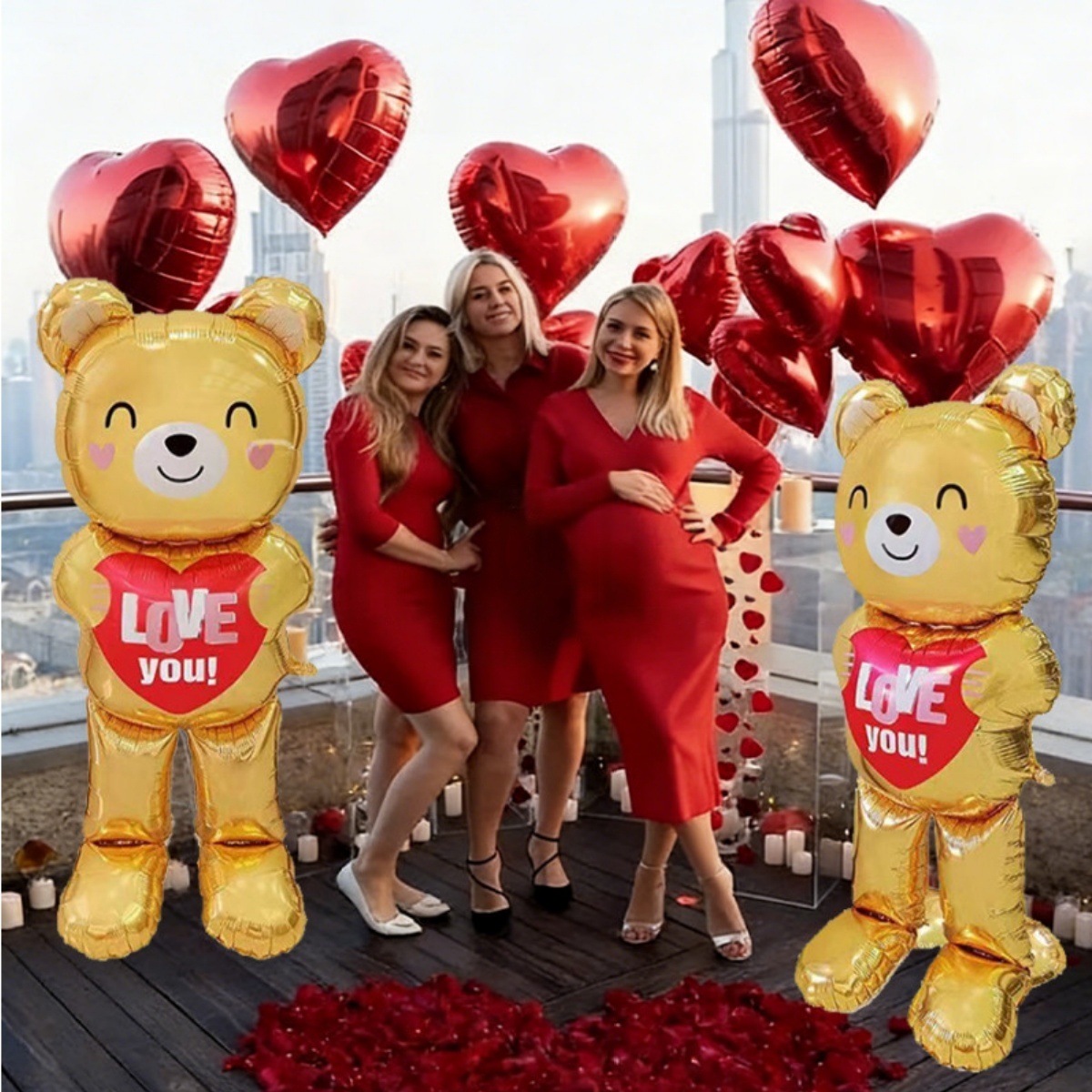 Photography Day - Large 60inch Standing Heart Bear Balloon
