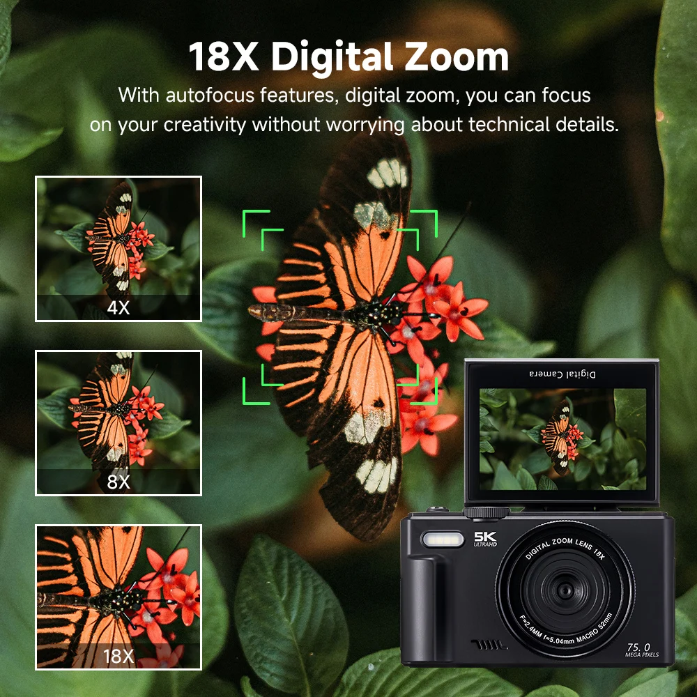 75MP Digital Camera 180° Flip  - Photography Nature Images review and price