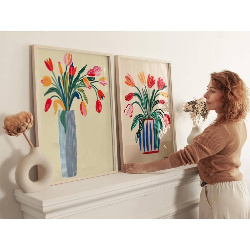 2pcs Tulip Flowers Canvas Wall - Photography Design review and price